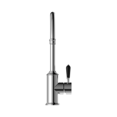 Nero York Kitchen Mixer Gooseneck Spout With Black Porcelain Lever Chrome