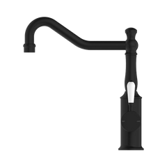 Nero York Kitchen Mixer Hook Spout With White Porcelain Lever Brushed Nickel
