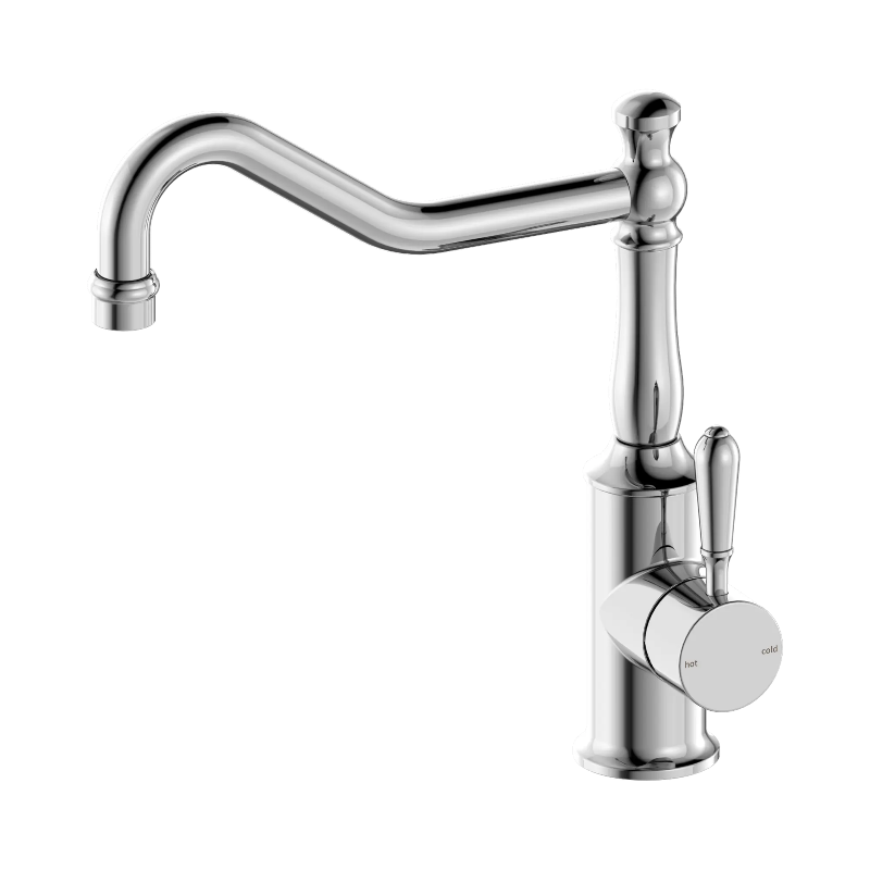Nero York Kitchen Mixer Hook Spout With Metal Lever Chrome