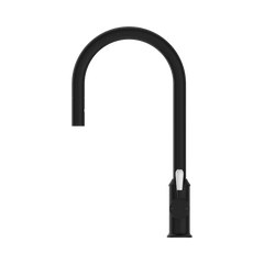 Nero York Pull Out Sink Mixer With Vegie Spray Function With White Porcelain Lever Aged Brass