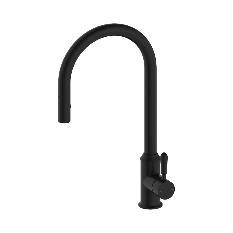 Nero York Pull Out Sink Mixer With Vegie Spray Function With Metal Lever Matte Black