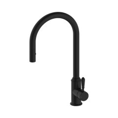 Nero York Pull Out Sink Mixer With Vegie Spray Function With Metal Lever Matte Black