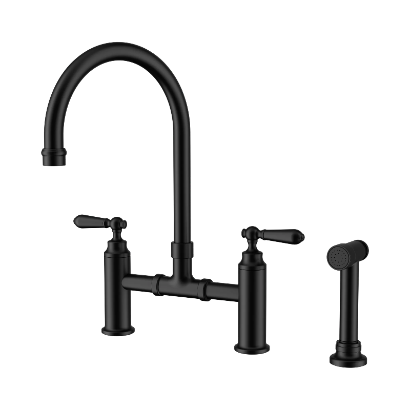 Nero York Bridge Kitchen Set With Hand Spray Matte Black