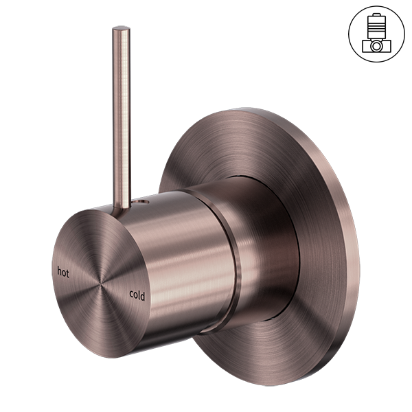 Nero Mecca Shower Mixer Handle Up 80mm Plate - Brushed Bronze