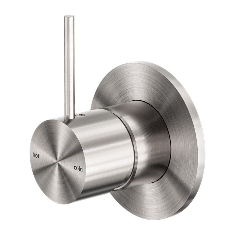 Nero Mecca Shower Mixer Handle Up 80mm Plate - Brushed Nickel