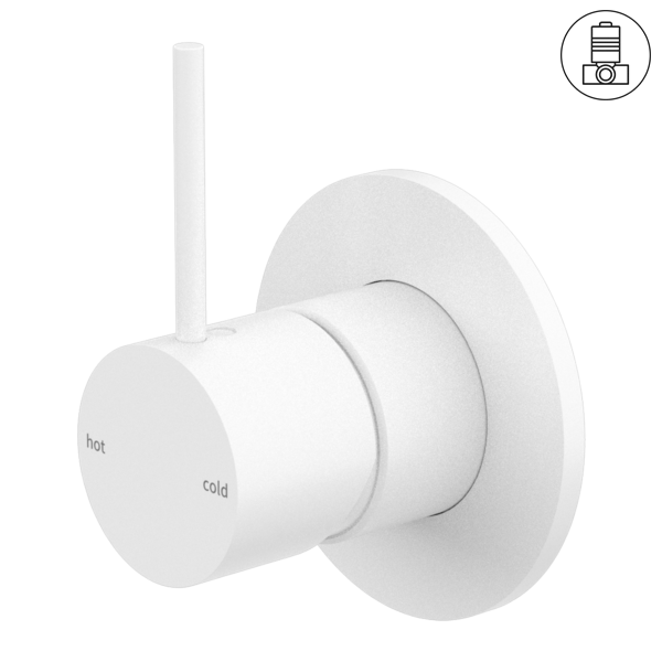 Nero Mecca Shower Mixer Handle Up 80mm Plate - Matte White