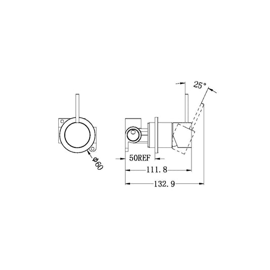 Nero Mecca Shower Mixer Handle Up 60mm Plate (Many Colours)