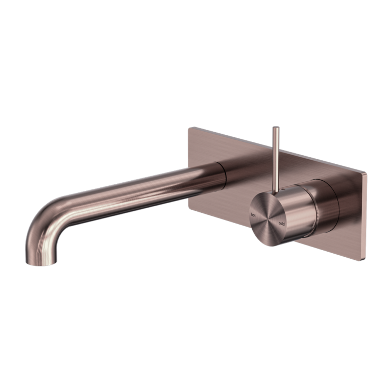 Nero Mecca Wall Basin/ Bath Mixer Handle Up - Brushed Bronze
