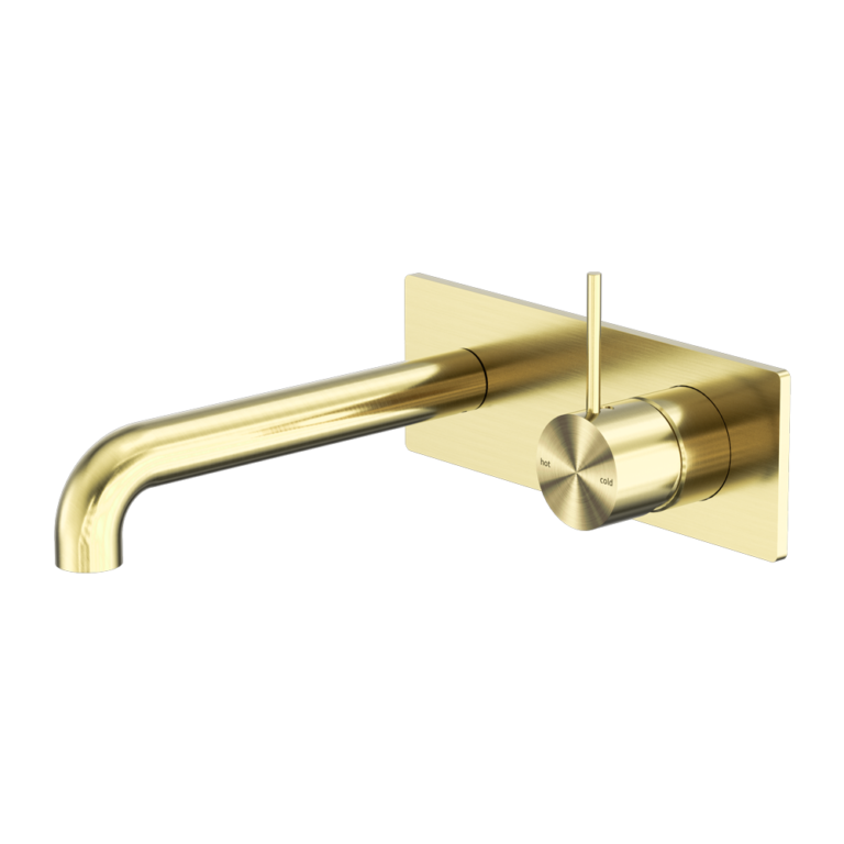 Nero Mecca Wall Basin/ Bath Mixer Handle Up - Brushed Gold