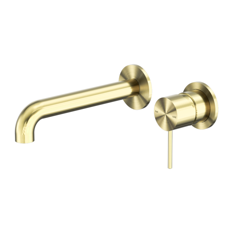 Nero Mecca Wall Basin/ Bath Mixer Separate Back Plate - Brushed Gold