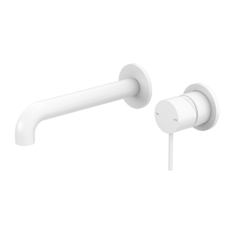 Nero Mecca Wall Basin/ Bath Mixer Separate Back Plate - Matte White
