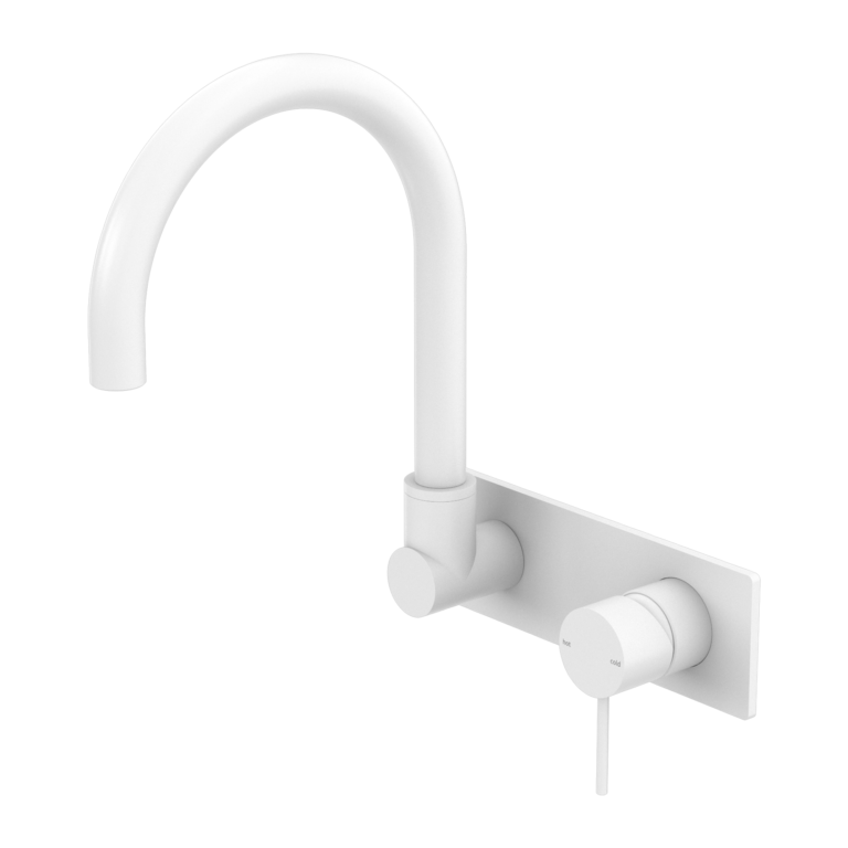 Nero Mecca Wall Basin/ Bath Mixer Swivel Spout - Matte White