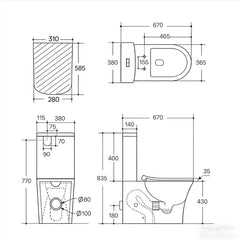 Coren Tornado Rimless Toilet Suite