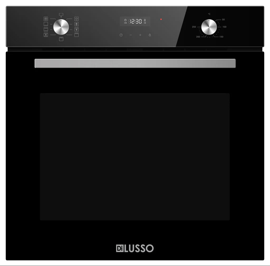 DI LUSSO OV609DDB Black Glass 82L Electric Oven 9 Function 600mm