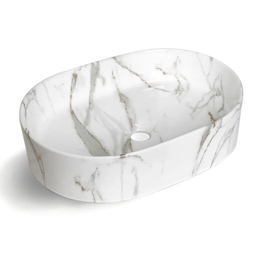 Otti Quay Oval Carrara Gloss Basin 500x340x120mm