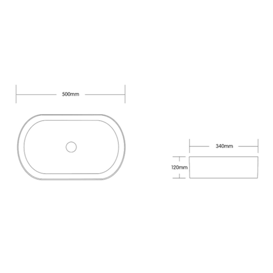 Otti Quay Oval Matte Black & Gloss White Basin 500x340x120mm