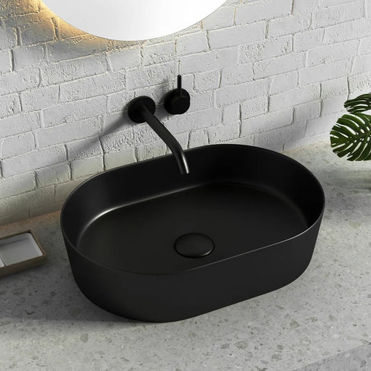 Otti Quay Oval Matte Black Basin 500x340x120mm