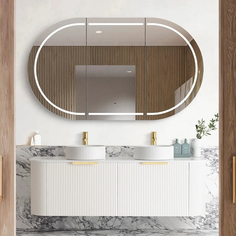 Otti Bondi Matte White Fluted Curve Vanity 1500x460