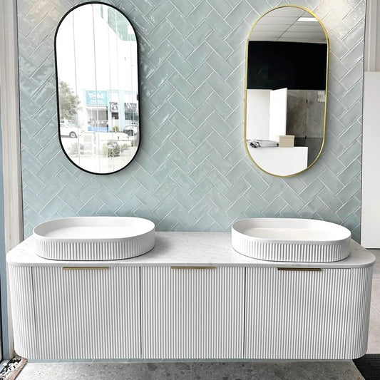 Otti Bondi Matte White Fluted Curve Vanity 1800x460