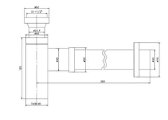 Otti Bottle Trap Square Black 32/40mm Waste, 40mm Connection