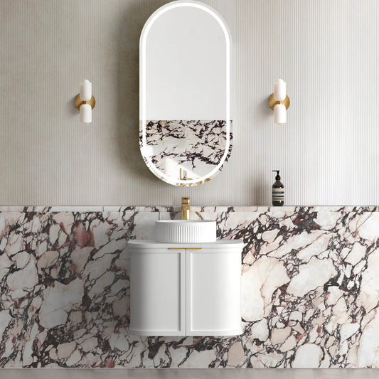 Otti Hampshire Satin White Wall Hung Curve Vanity 600x450