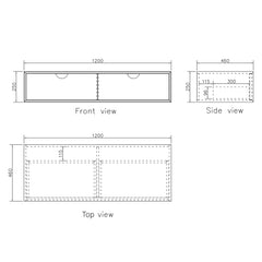 Otti Moonlight White Wall Hung Cabinet 1200x460mm