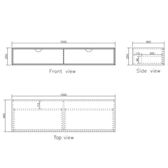 Otti Moonlight White Wall Hung Cabinet 1500x460mm