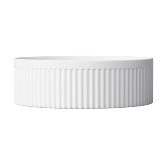 Otti Oxford Above Counter Basin Fluted Gloss White 395X395X125