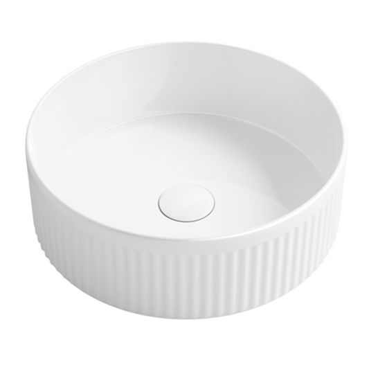 Otti Oxford Above Counter Basin Fluted Gloss White 395X395X125