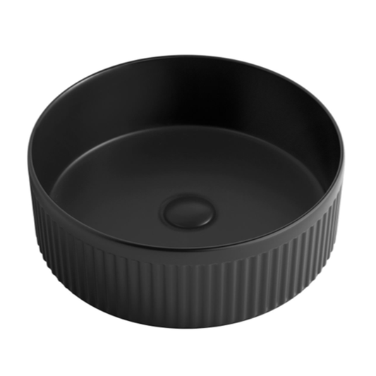 Otti Oxford Above Counter Basin Fluted Matte Black 395X395X125