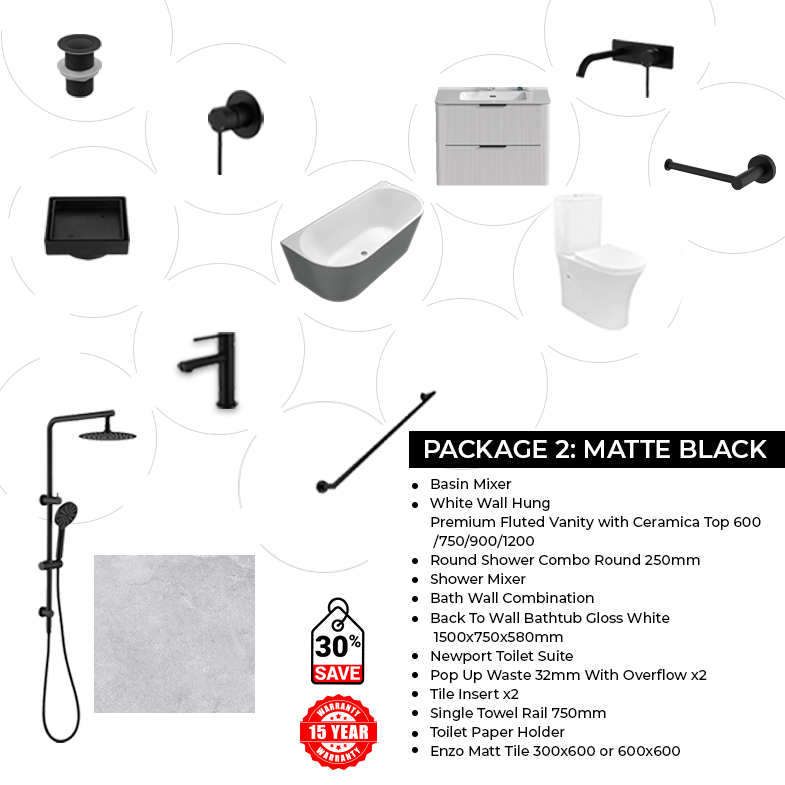 Builders Bathroom Package 2 (Black Fixtures)