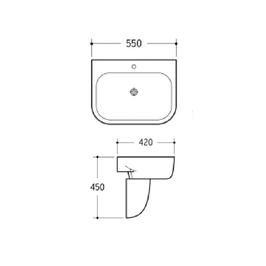 Pedestal Basin Wall Hung