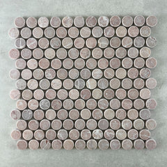 Penny Round Rosso Tumbled Mosaic