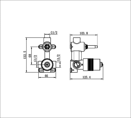 Nero Premium 35mm Universal Shower Mixer with Divertor Body Only