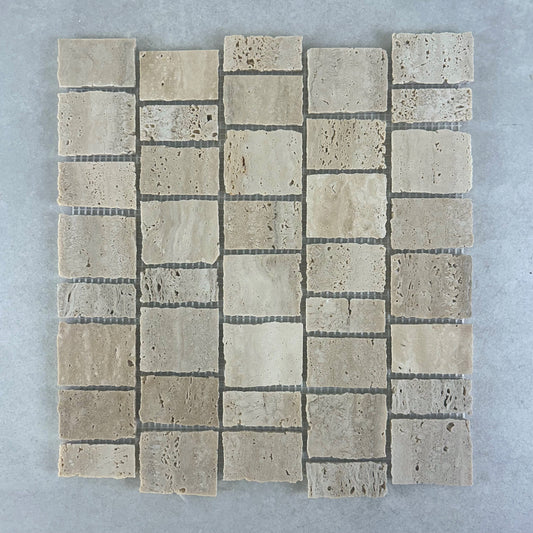 Split Travertine Rome Honed 5mm Joint Mosaic