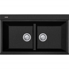 Oliveri Santorini Black Double Bowl Topmount Sink with Glass Top