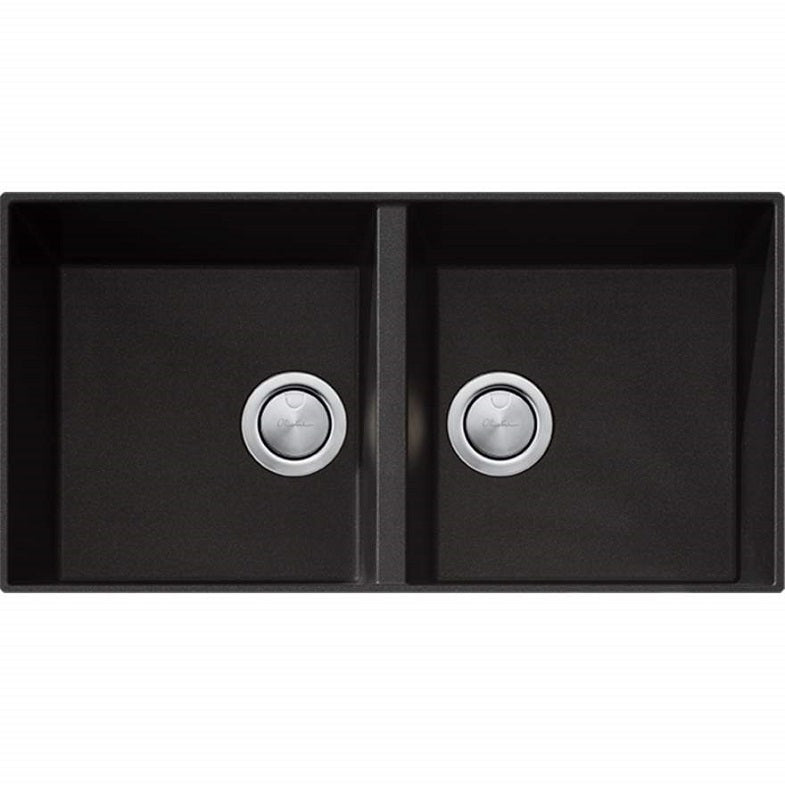 Oliveri Santorini Black Double Bowl Undermount Sink