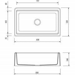 Oliveri Santorini White Farmhouse Undermount Sink