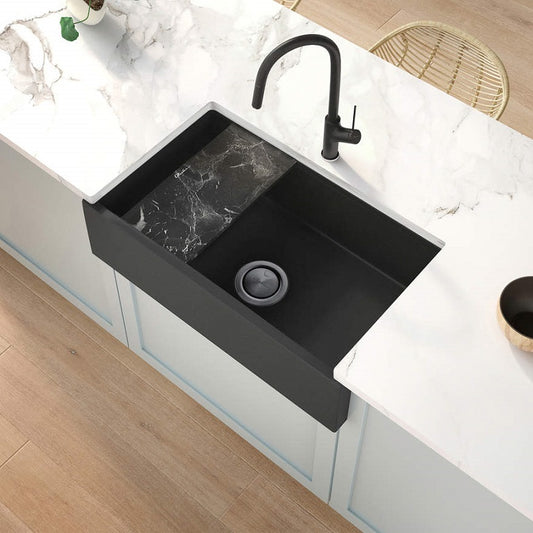 Oliveri Santorini Black Farmhouse Undermount Sink