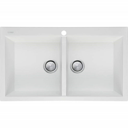 Oliveri Santorini White Double Bowl Topmount Sink