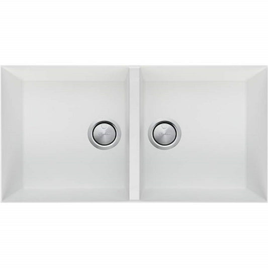 Oliveri Santorini White Double Bowl Undermount Sink