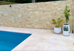 Crema Siena Sandblast and Tumbled Limestone 610x406x30/60mm Drop Edge