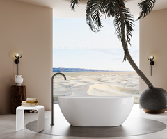 Ellie Slim Acrylic Free Standing With Overflow Bath