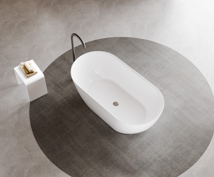 Ellie Slim Acrylic Free Standing With Overflow Bath