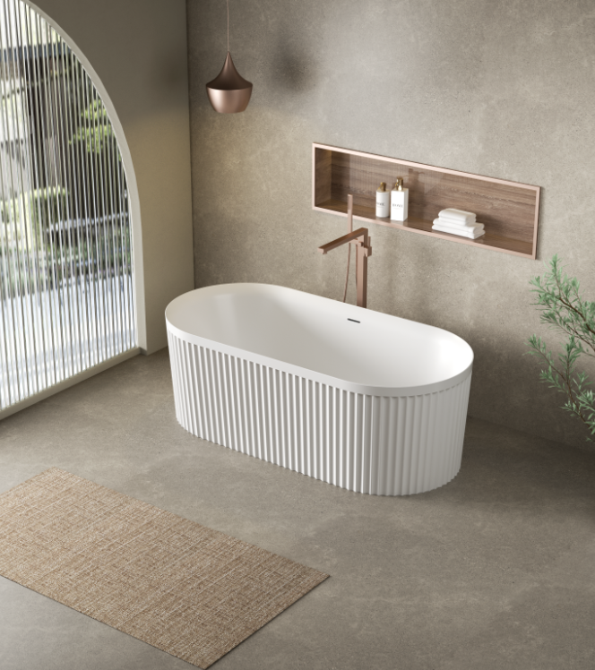 Fiora Fluted Standing Bath With Overflow