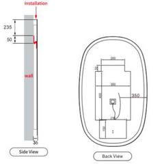 Beaumont Vertical 580mm LED Mirror with Matte Black Frame