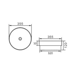 Semi Inset Round Gloss White Basin 355X355X120mm