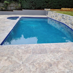 Silver Tumbled Travertine 610x406x30/80 Drop Edge