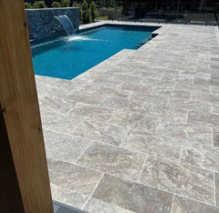 Silver Tumbled Travertine 406x406x30mm