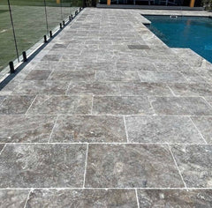 Silver Tumbled Travertine 610x610x12mm